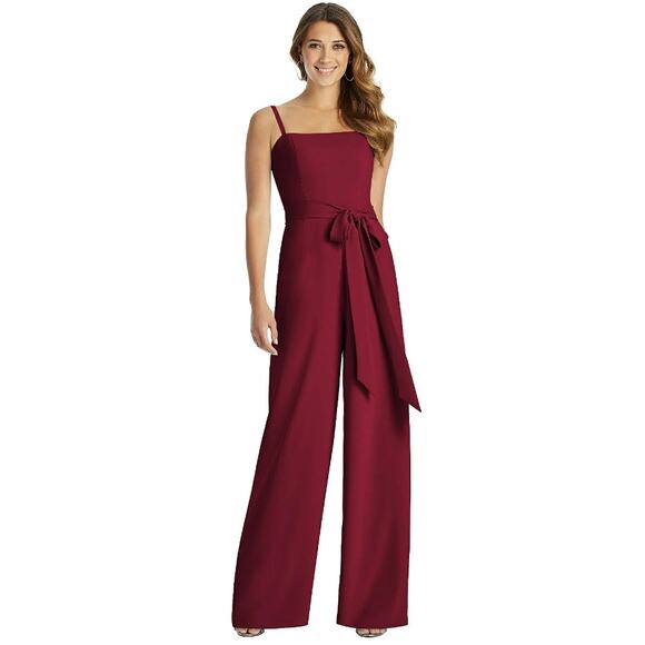 NEW! Dessy Collection Size 10 Spaghetti Strap Jumpsuit Burgundy $263 msrp I22-8 - Picture 1 of 9